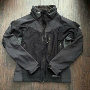 Marmot Windstopper Zip Jacket Black Gray Hiking Outdoor Coat Size Medium Nylon